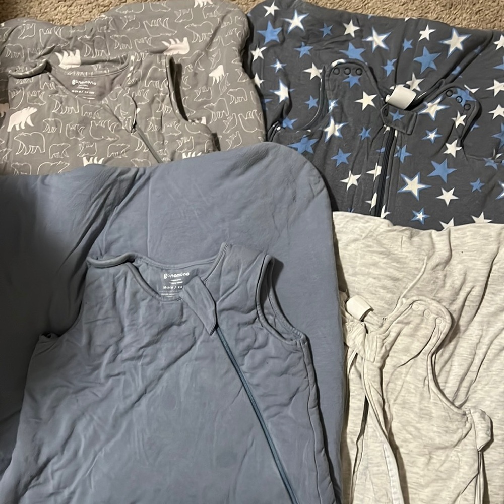 Gently used sleep sacks. 2 9-18 months Gunapod. 2 18-24 months Gunamuna sacks.